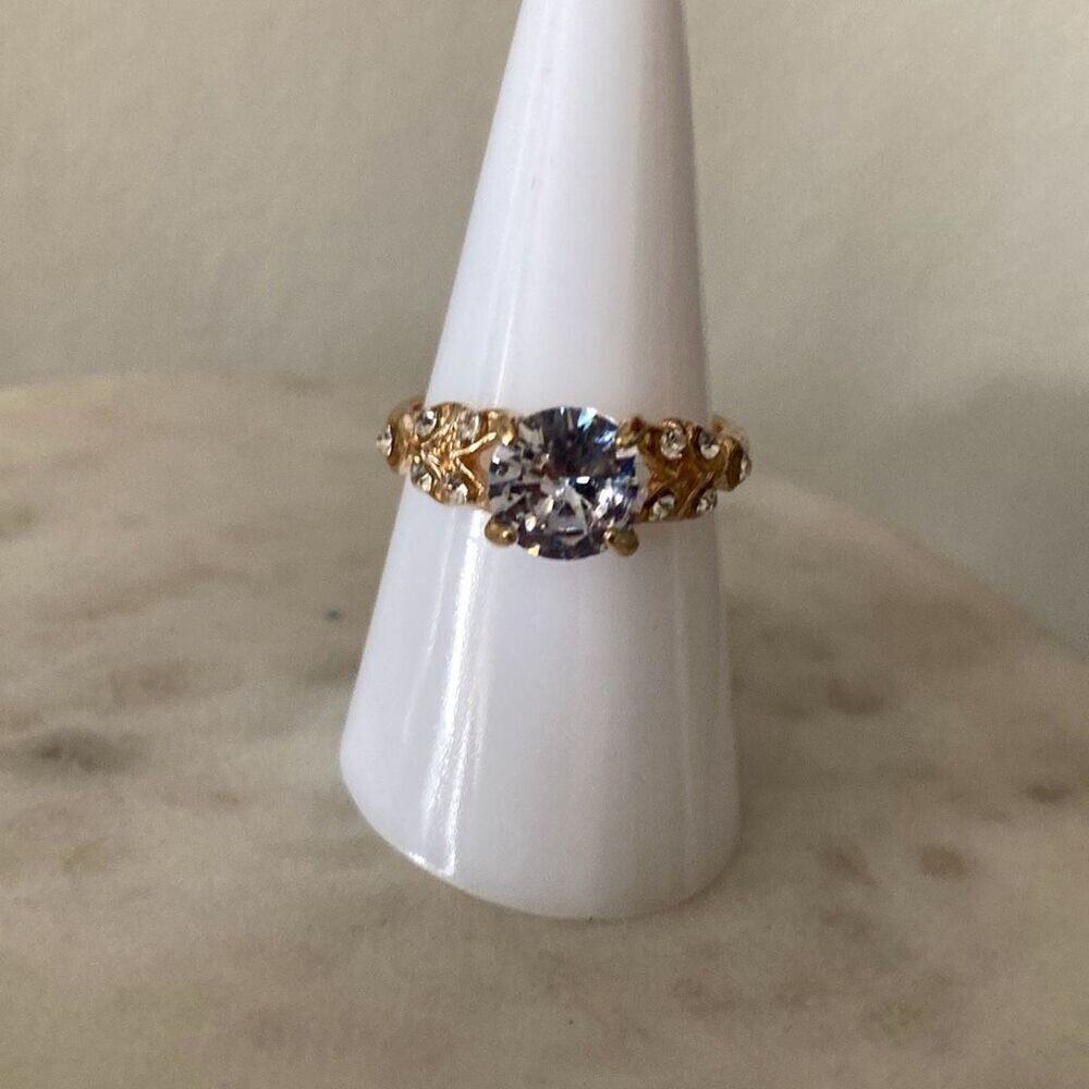 New fashion ring gold tone cz  - special occasion wedding engagement holiday